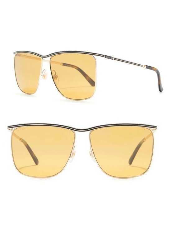 Gucci GG0821S 003 Men\'s Women\'s 62mm Square Gold / Black Sunglasses - Italy main image 5